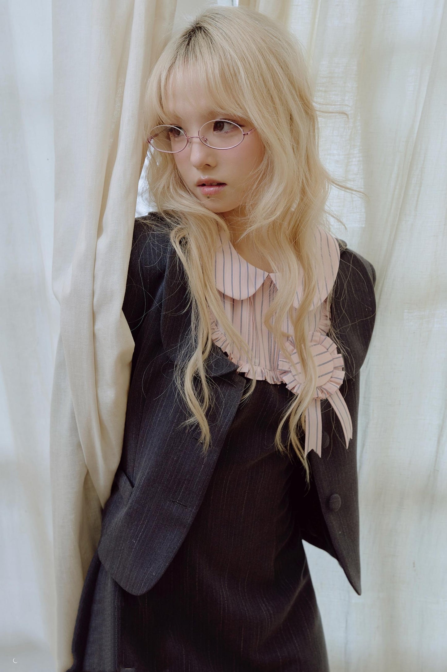 Pink Pleated Lace Suit Dress