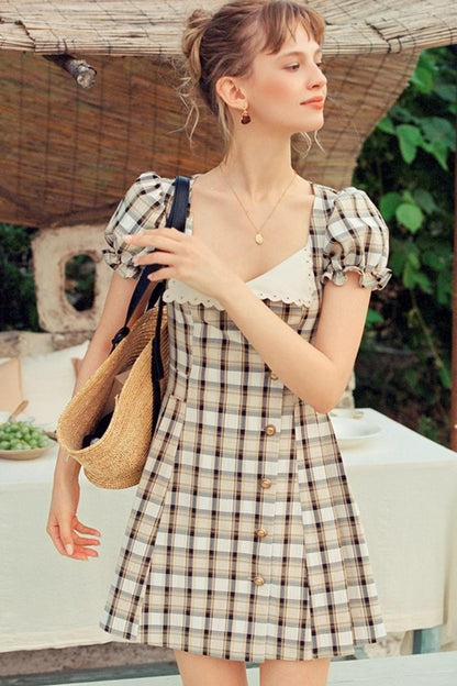 Moon Flower Vintage Yellow A-Line Dress