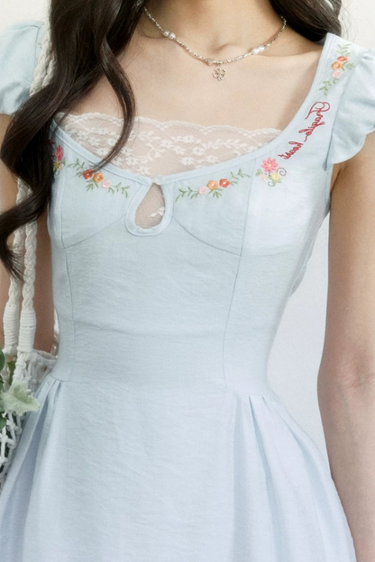 Summer Lace Embroidered Short Dress