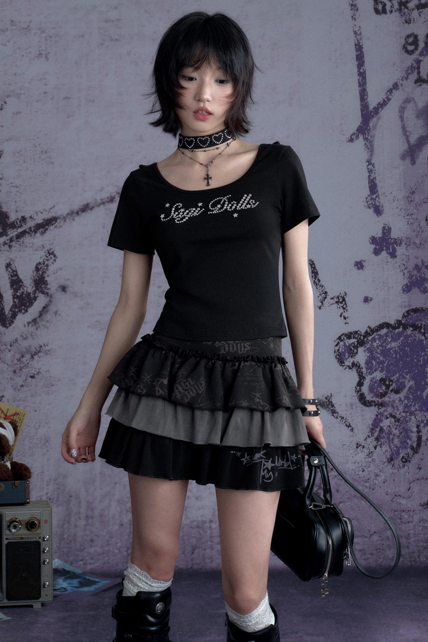 Black Graffiti Skirt