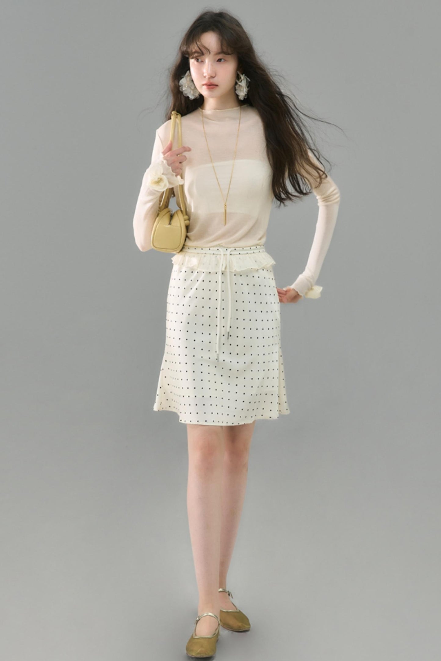 Original Polka Dot Satin A-Line Skirt
