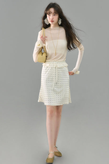 Original Polka Dot Satin A-Line Skirt