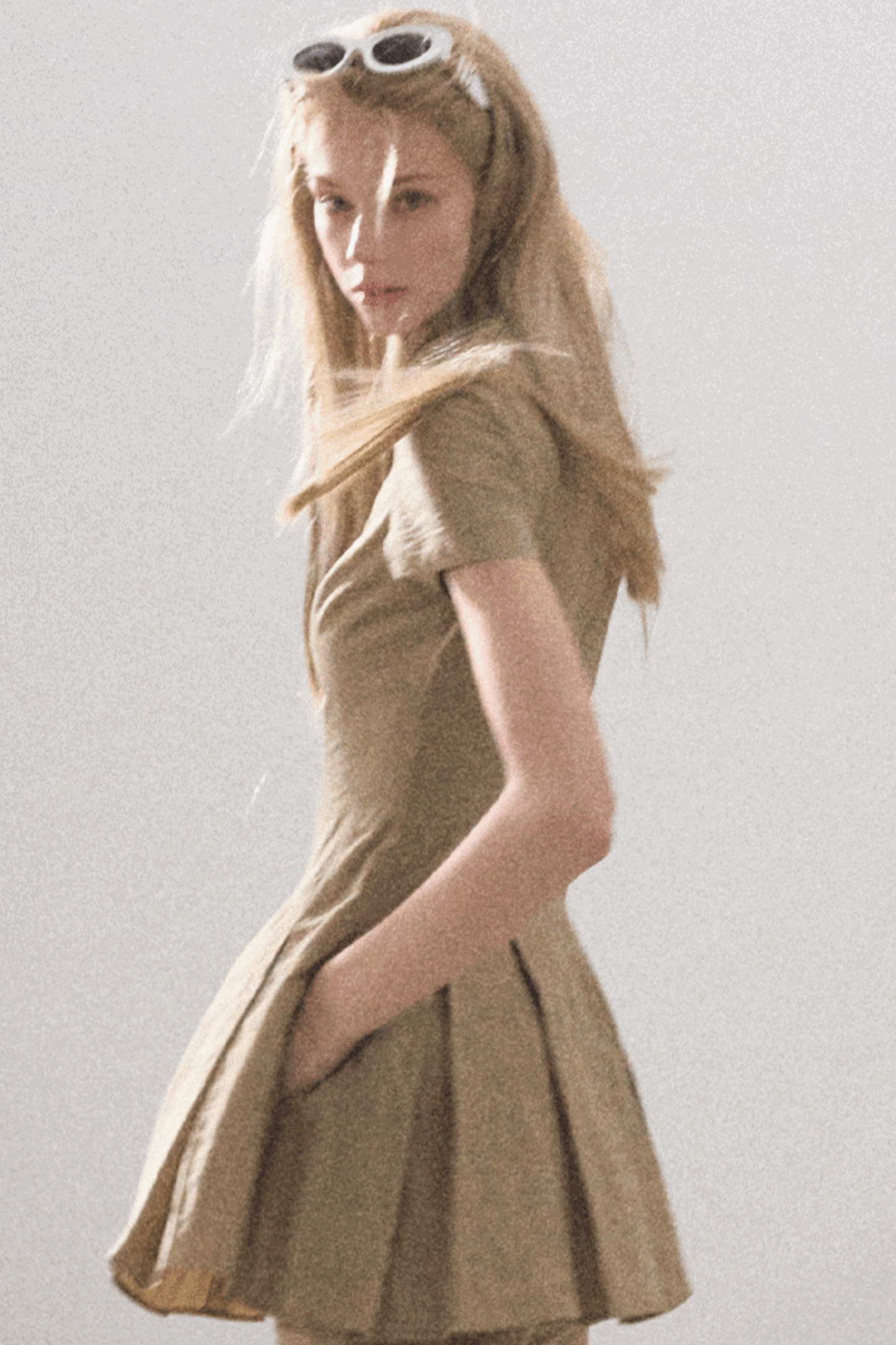 Pleated Textured Shirt Dress