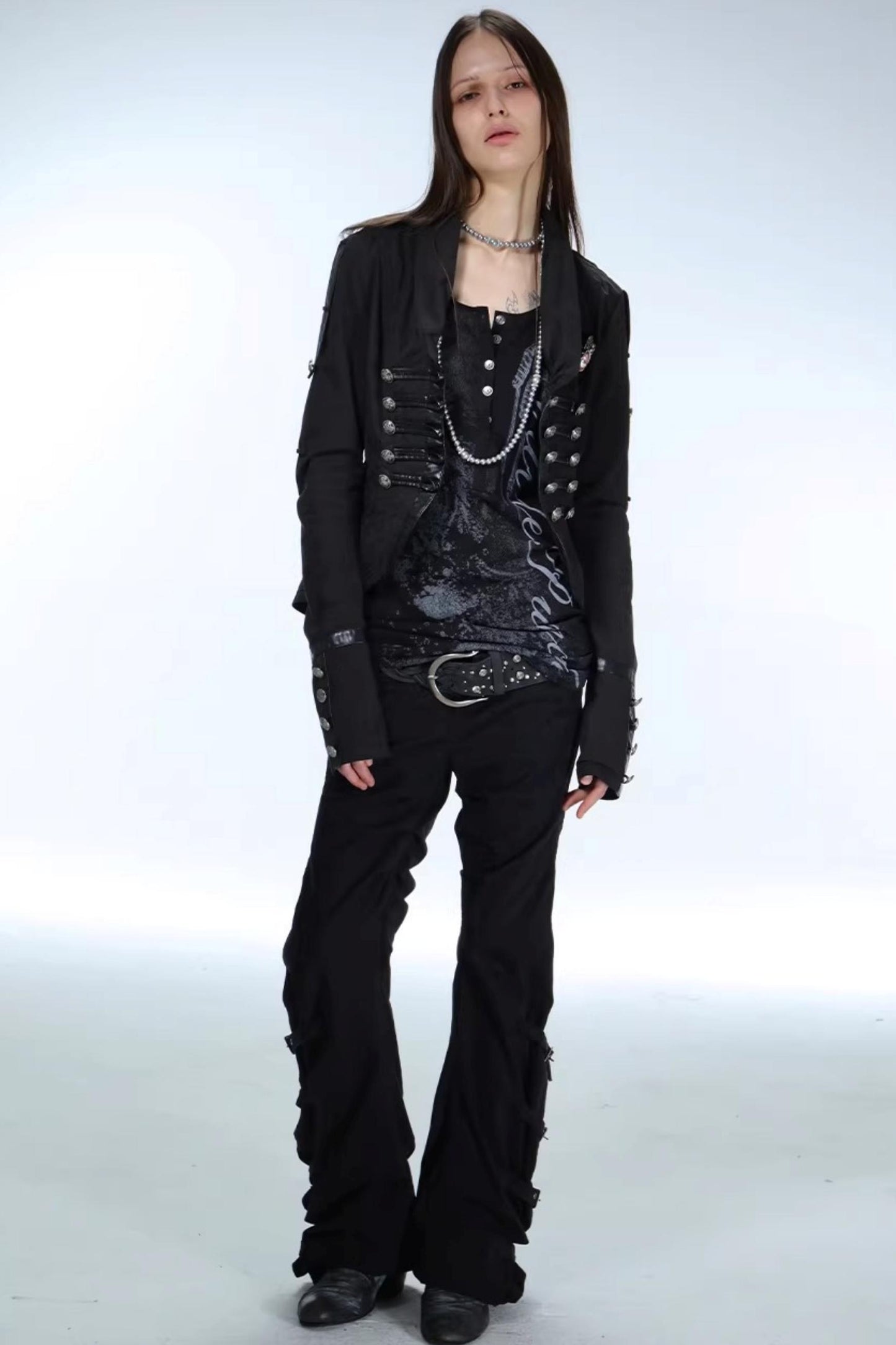 Patchwork Leather Napoleon Jacket