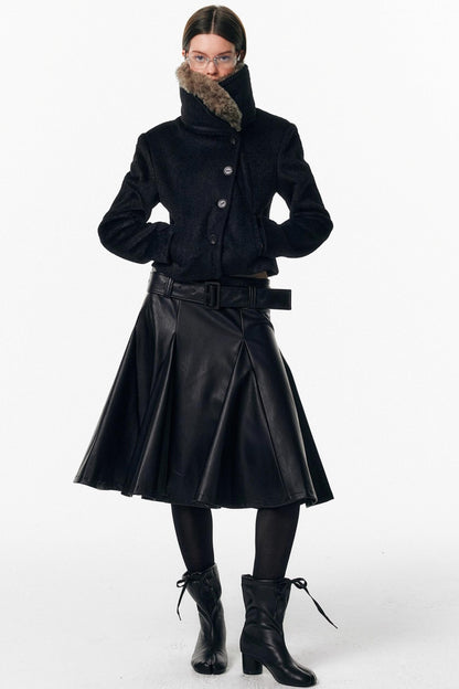 Detachable Fur Wool Coat