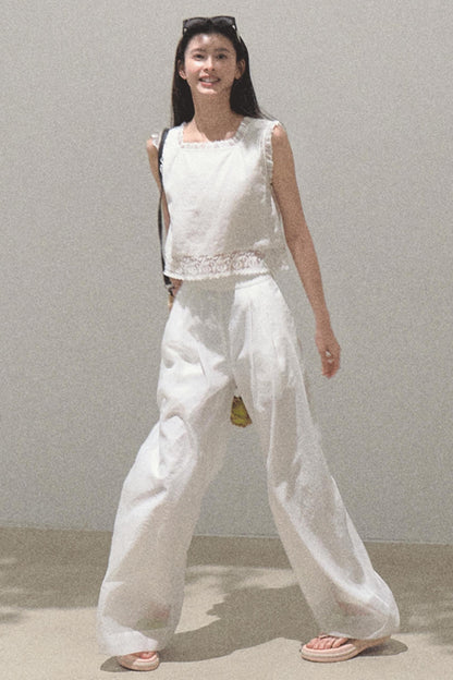 Linen Square Collar Top