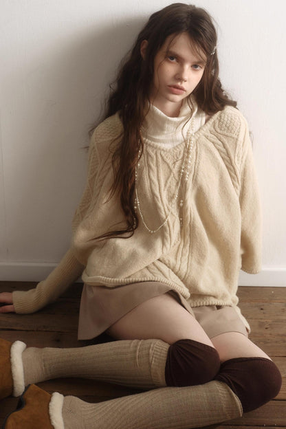 Light Purple Wool Batwing Sweater Set-Up