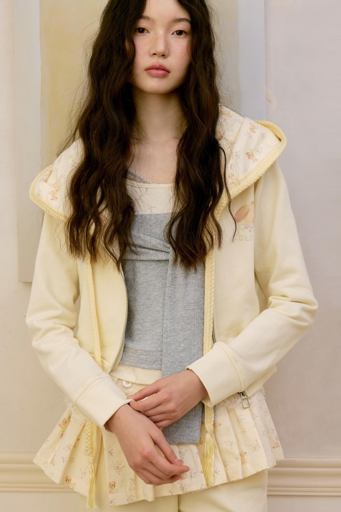 Yellow Gray Bow Tie Top