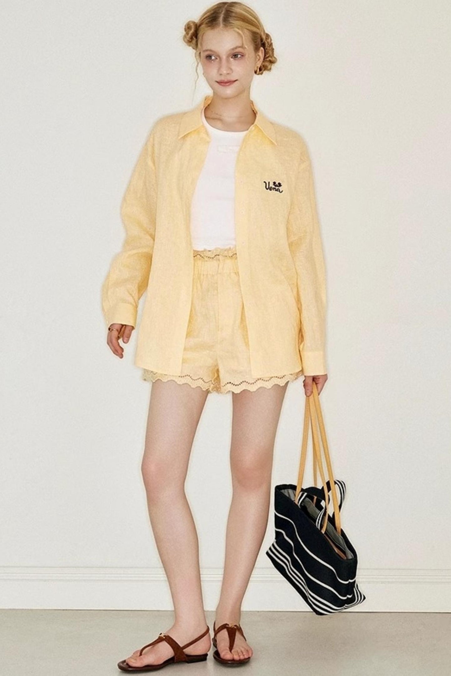 Lace Ensemble Shirt And Shorts Set-Up