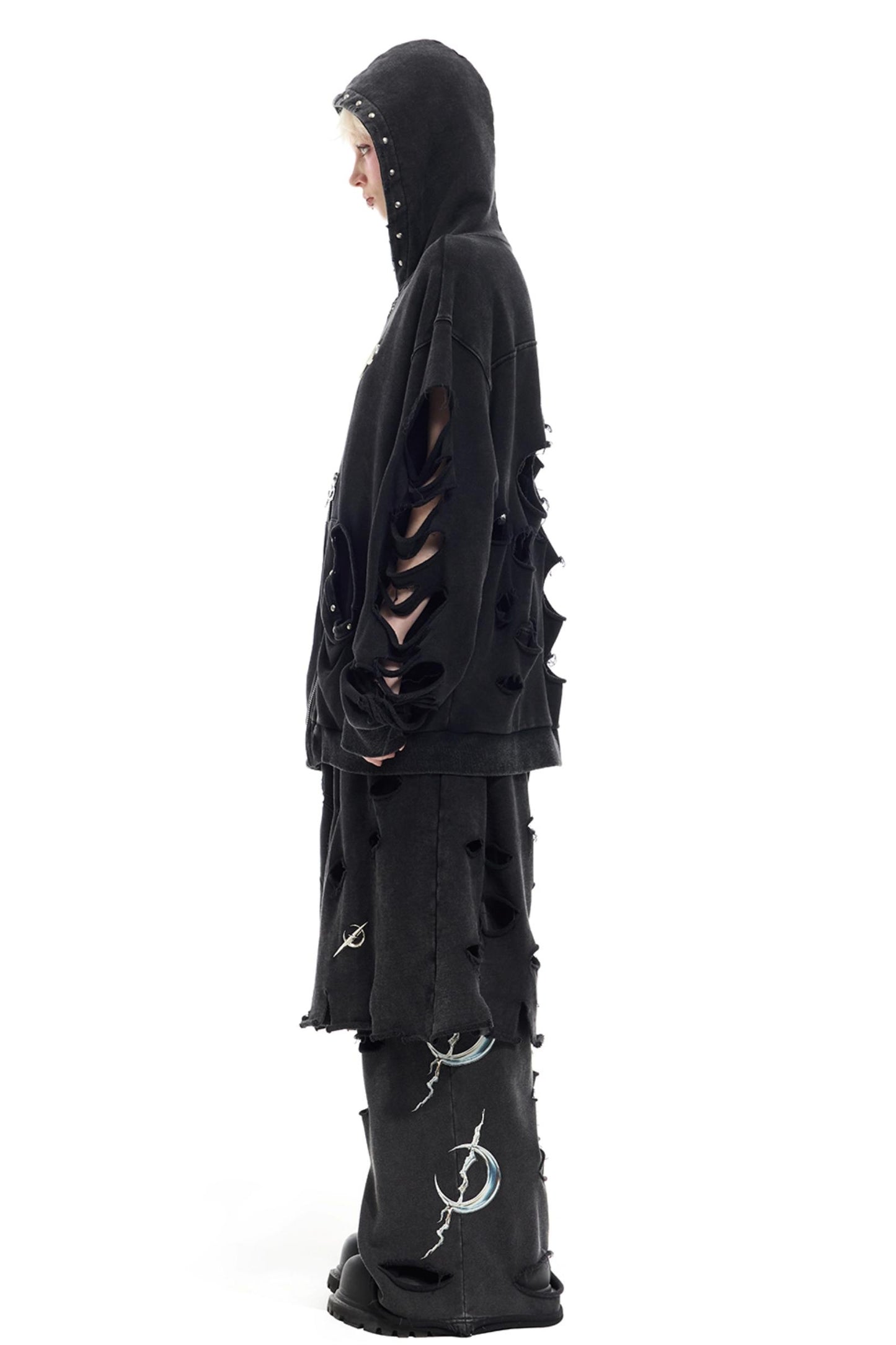 Studded Hooded Cardigan