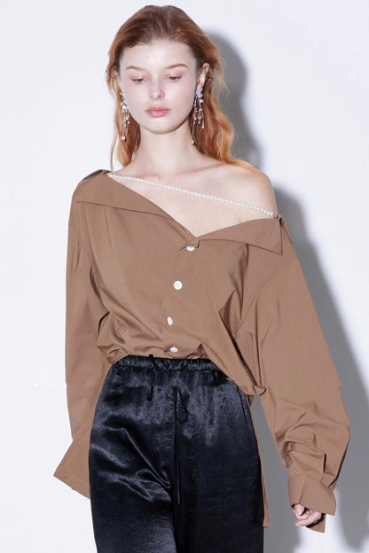 Autumn Bamboo Glossy Shoulder Shirt