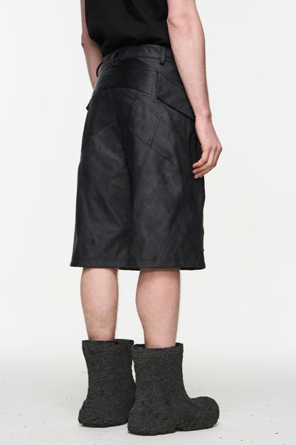 Patchwork Leather Shorts