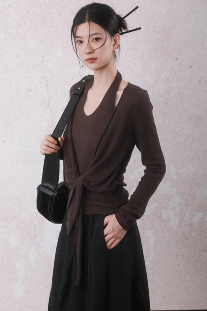 Autumn Mocha Brown Knitted Sweater