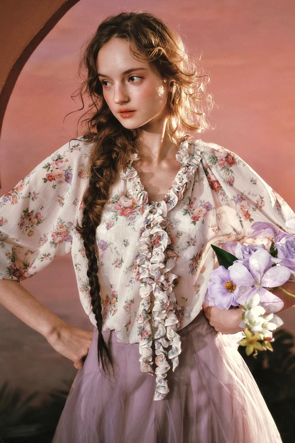 Wisteria Whisper Chiffon Blouse
