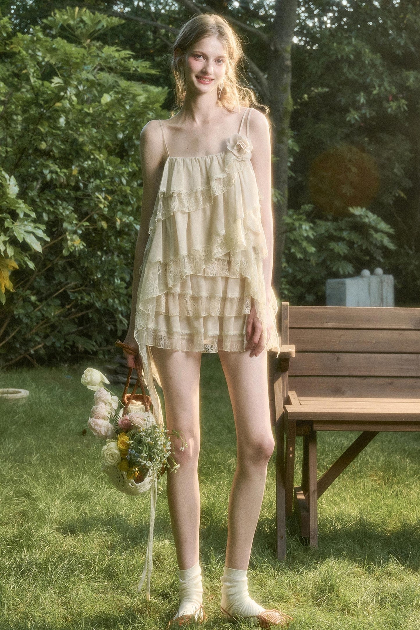 Soft Lace Top With Skirt Set-Up