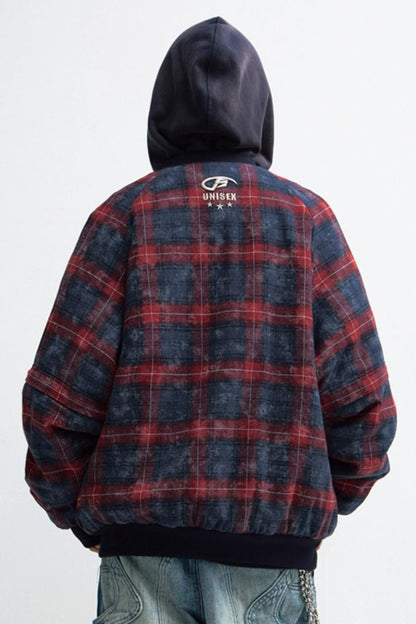 Vintage Check Fleece Pullover Sweatshirt