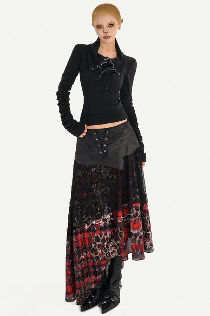 Lace-Up Punk Knit Top