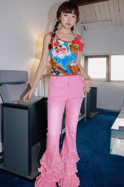 Girly Lace Denim Pants