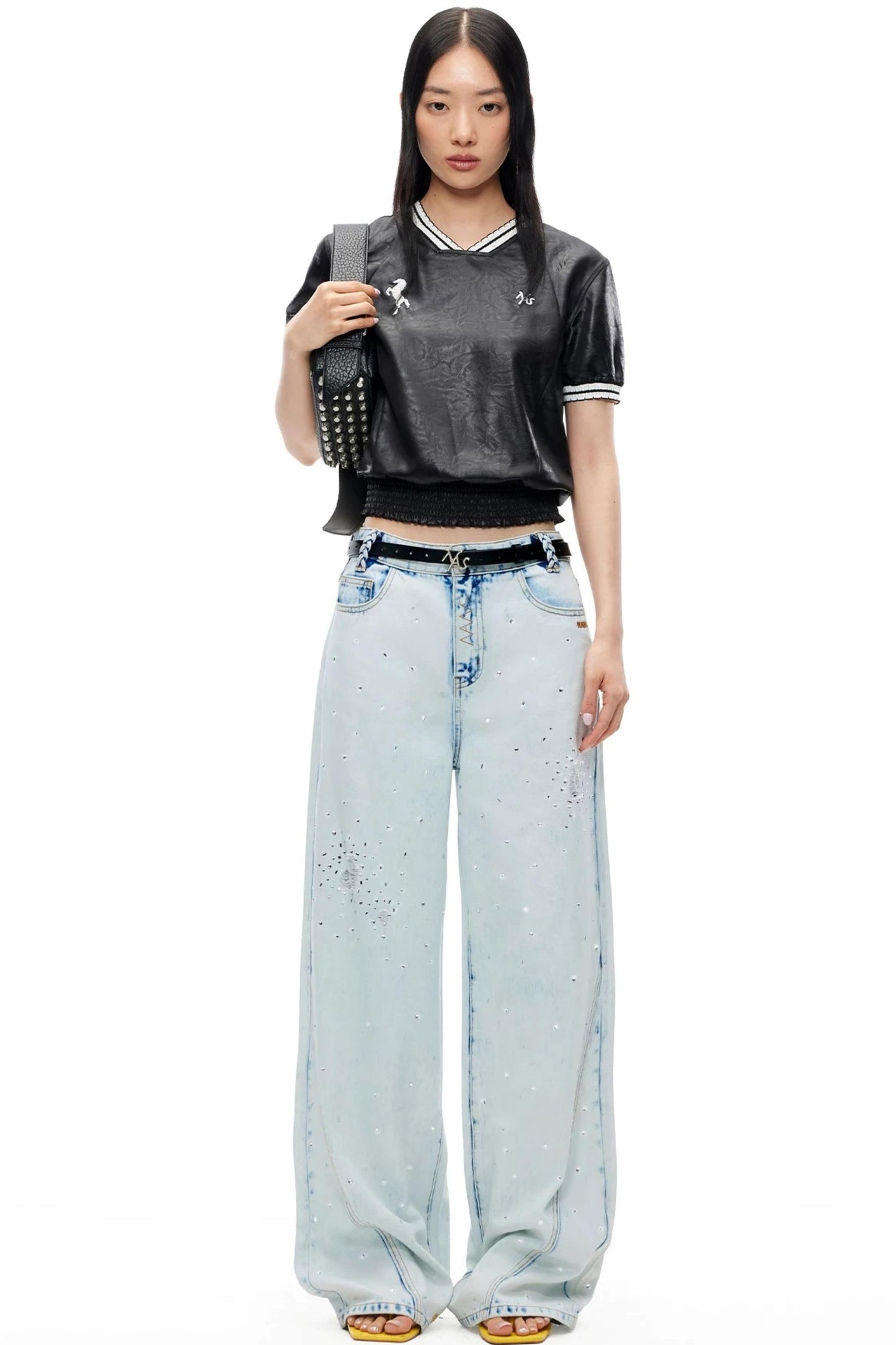 Textured Satin Embroidered Tee