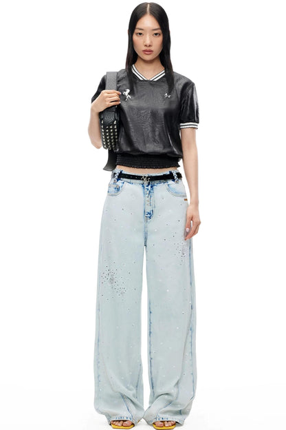 Textured Satin Embroidered Tee