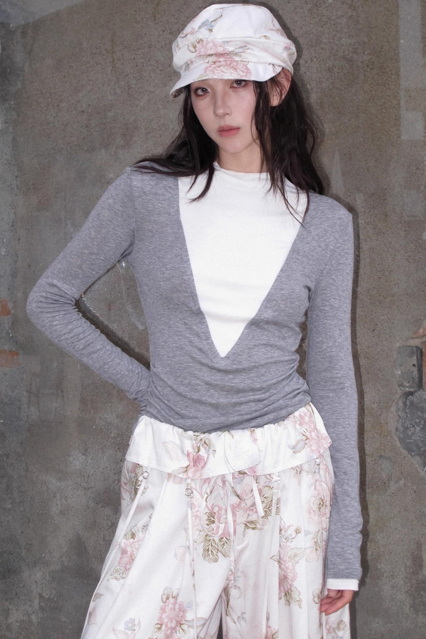 Tencel Floral Print Newsboy Hat