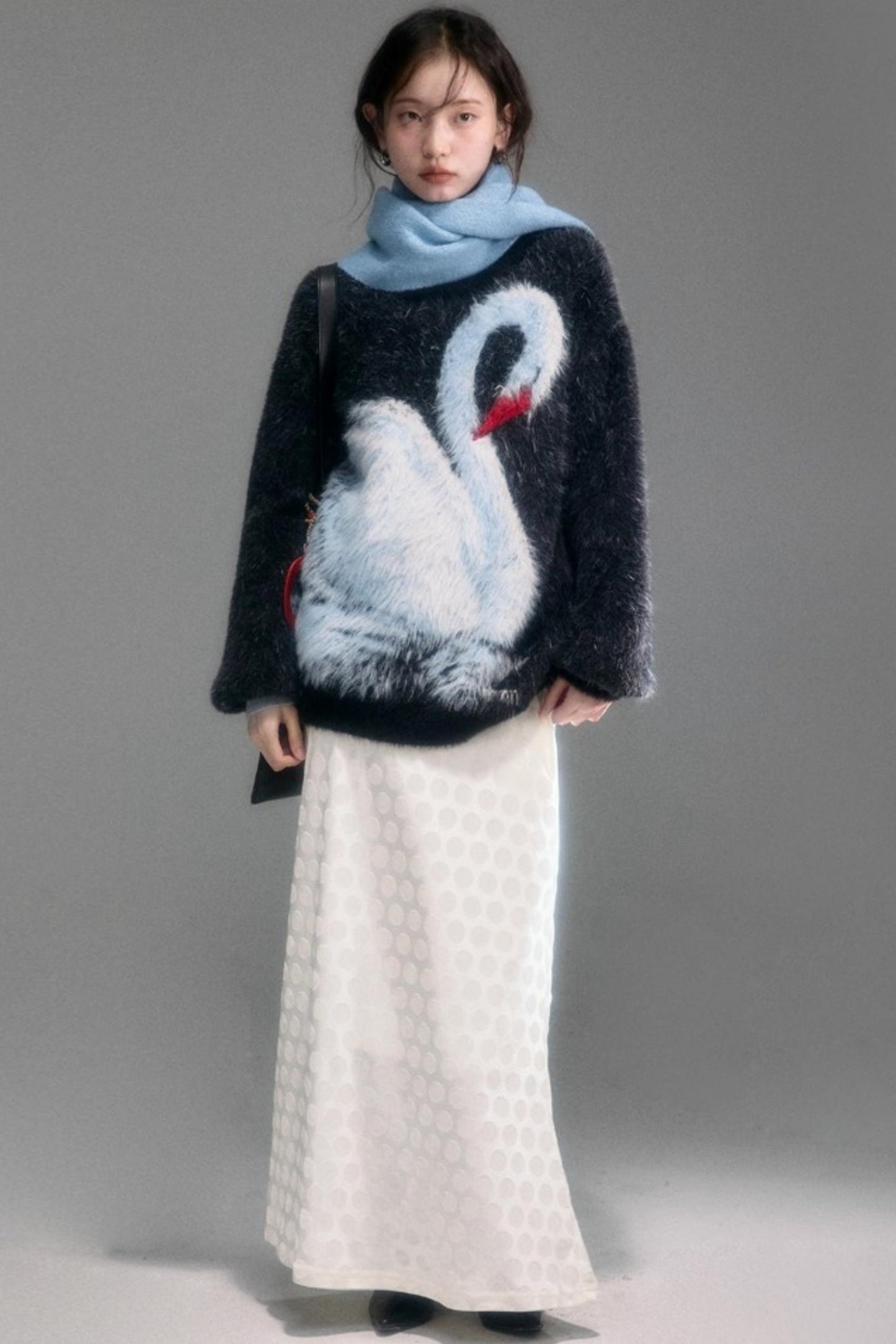 Retro Polka Dot Velvet Skirt