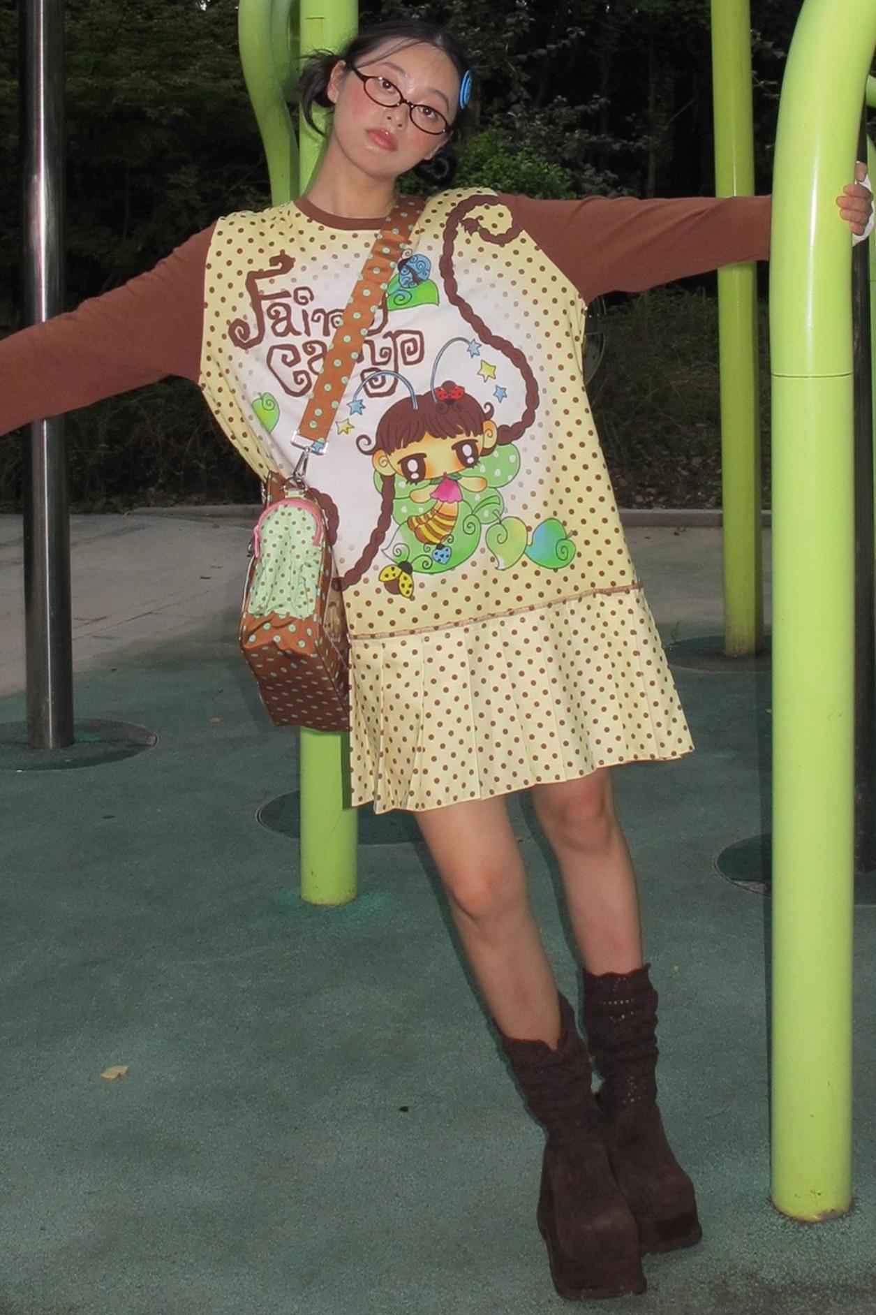 Fairy Camp Beige Pleated Dress