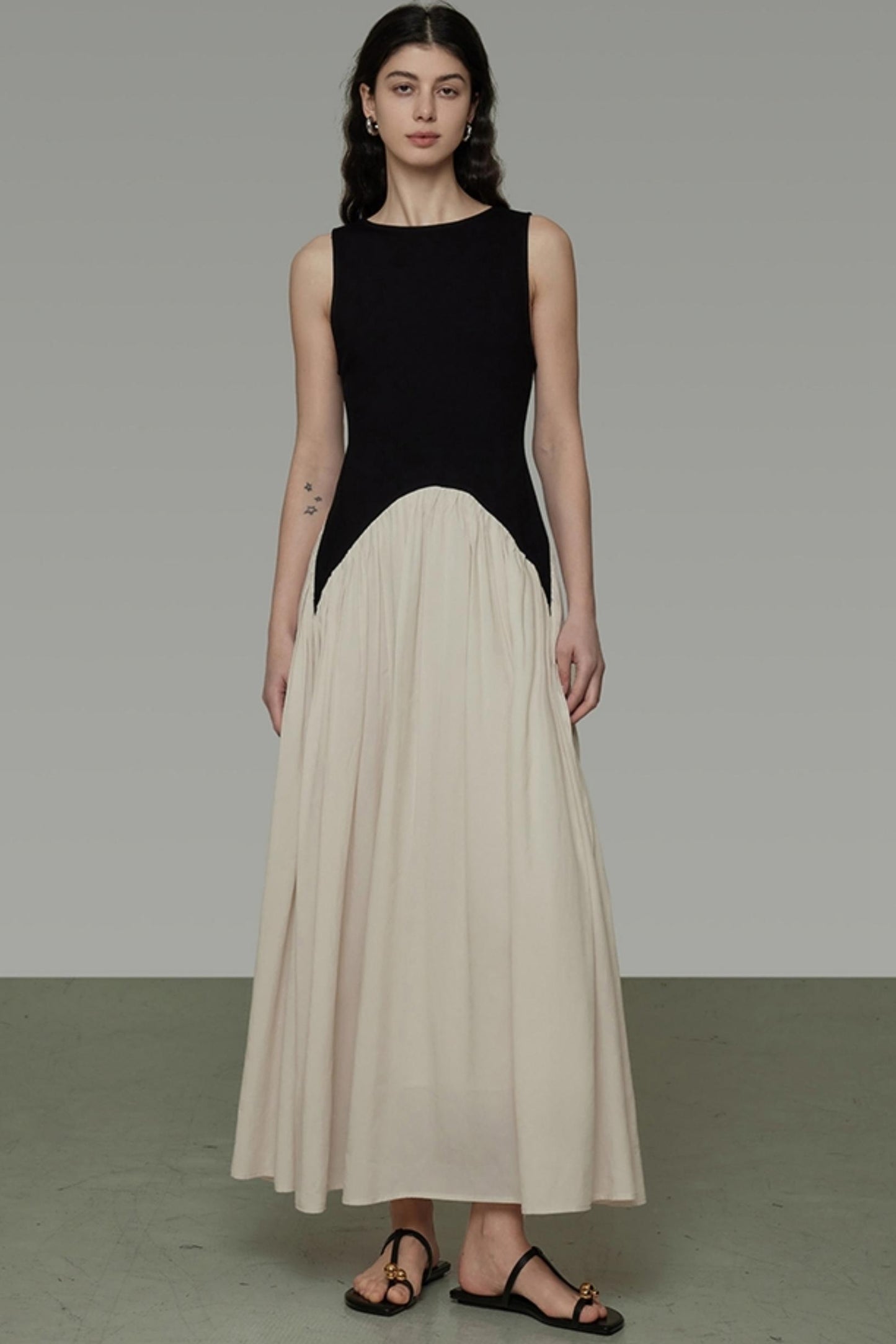 Colorblock Sleeveless Maxi Dress