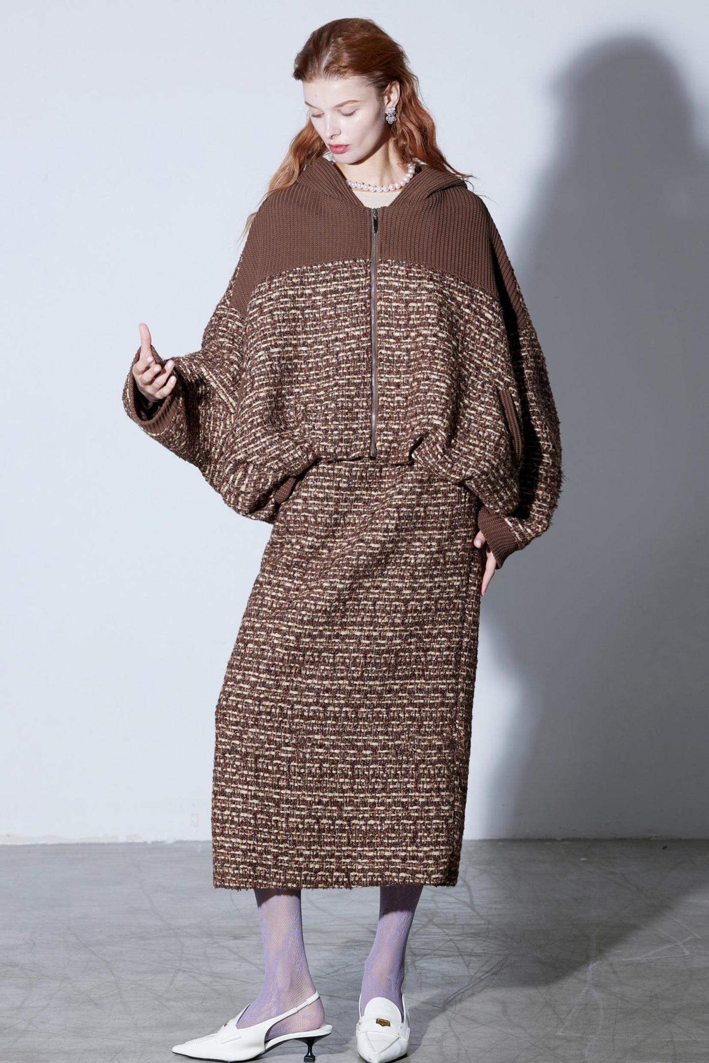 Silk Tweed Patchwork Skirt Set-Up