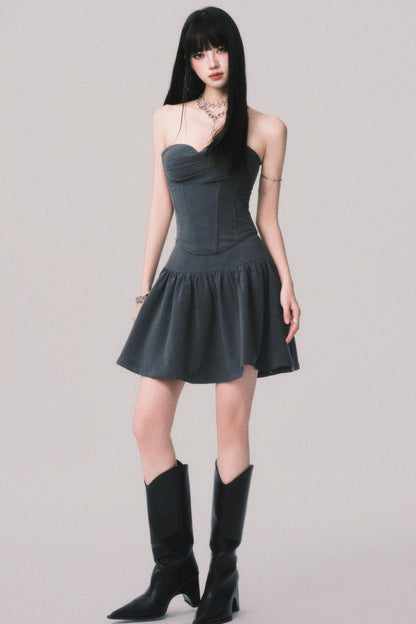 Fishbone Waist Top & Fluffy Skirt Set-Up