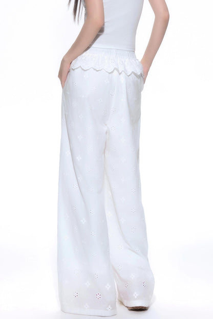 Floral Lace Wide-Leg Pants