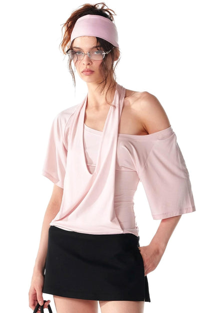 Soft Skin-Friendly Halterneck Stretch T-Shirt