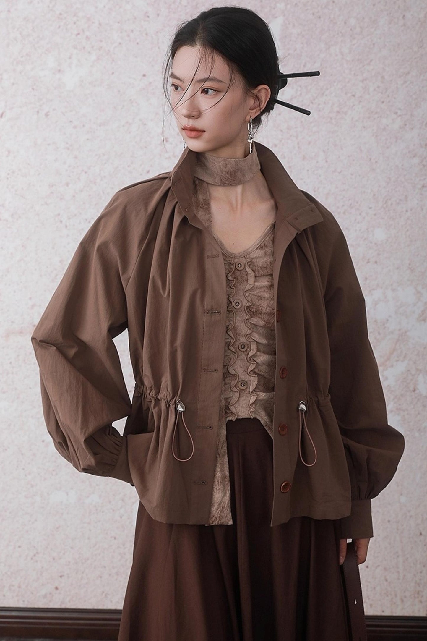 Matte Apricot V-Neck Knitted Top