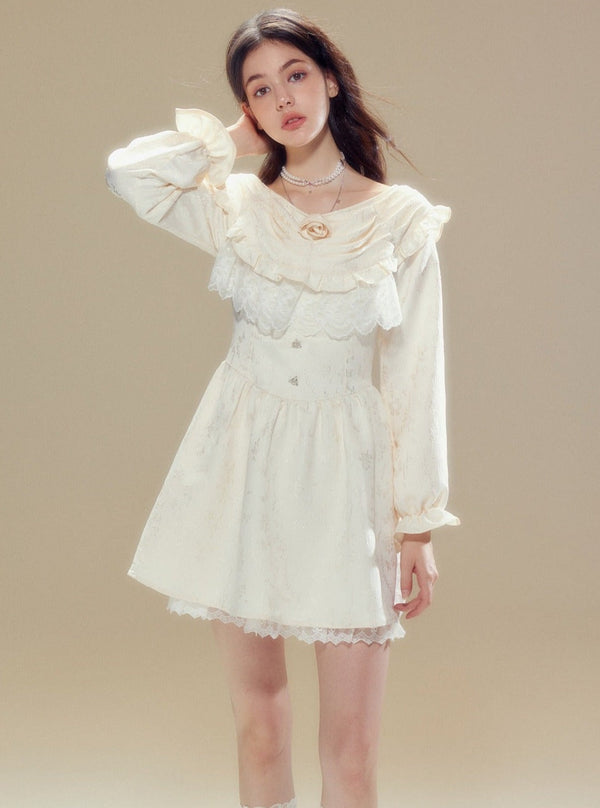 Waist butterfly jacquard dress