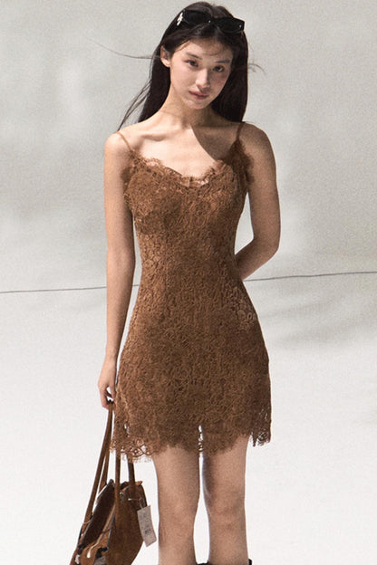 Heavy Velvet Lace Short Dress