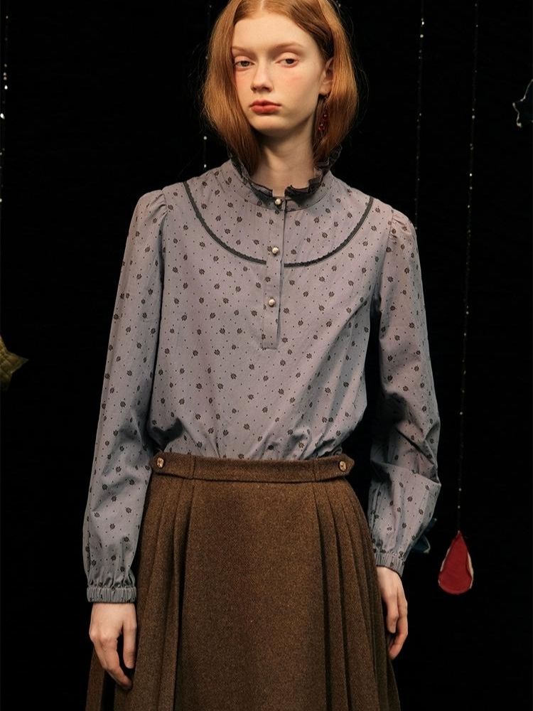 Lace Collar Hyacinth Long Sleeve Shirt