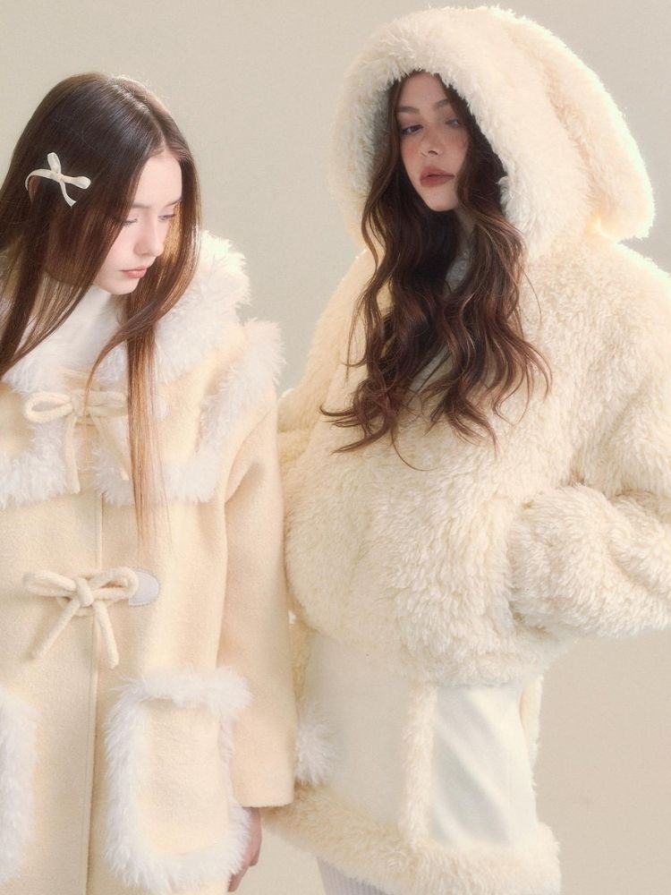 Cream-colored Warm Eco-Friendly Fur + Half Skirt