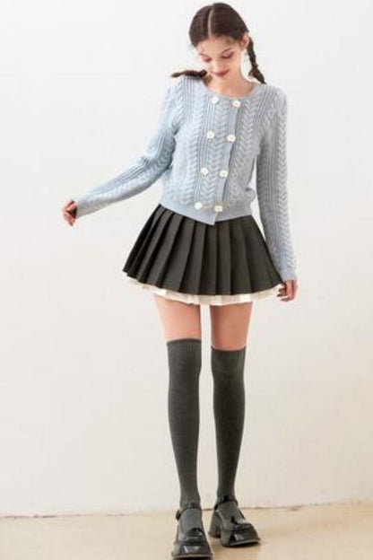 High-Waisted A-Line Pleated Skirt