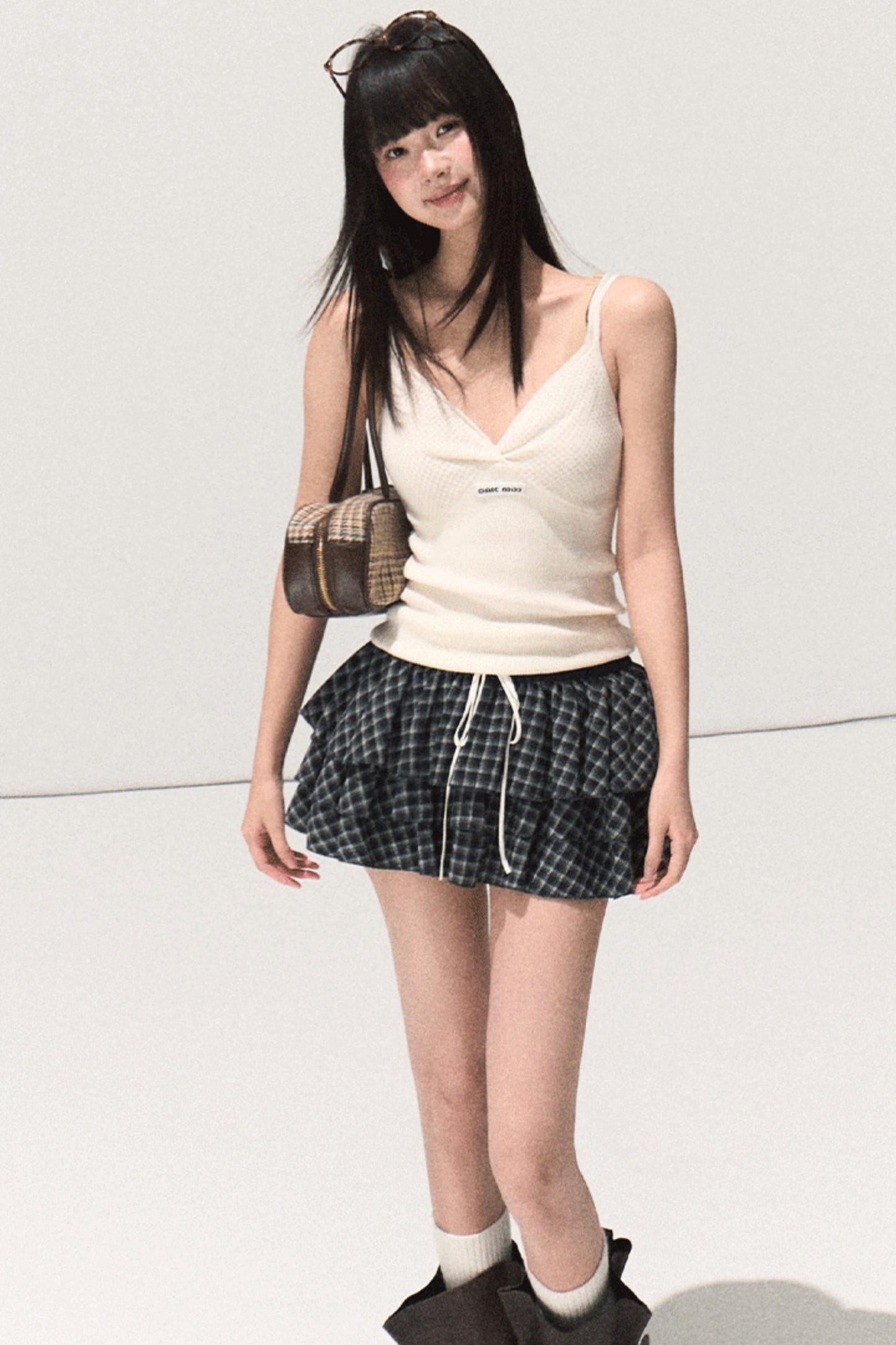 Shrine Plaid Woolen A-Line Skirt