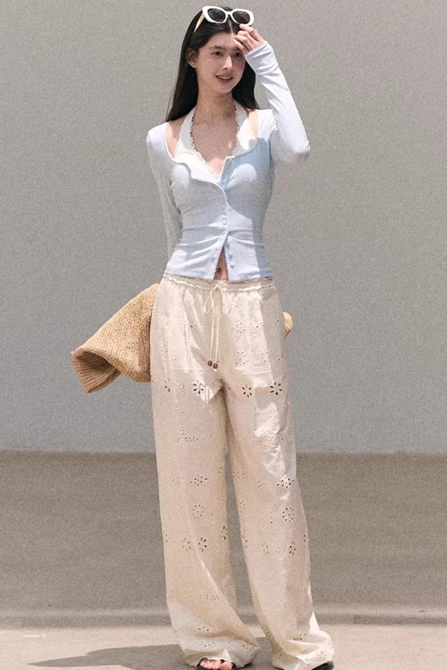 Lace-Trimmed Halter Neck Camisole