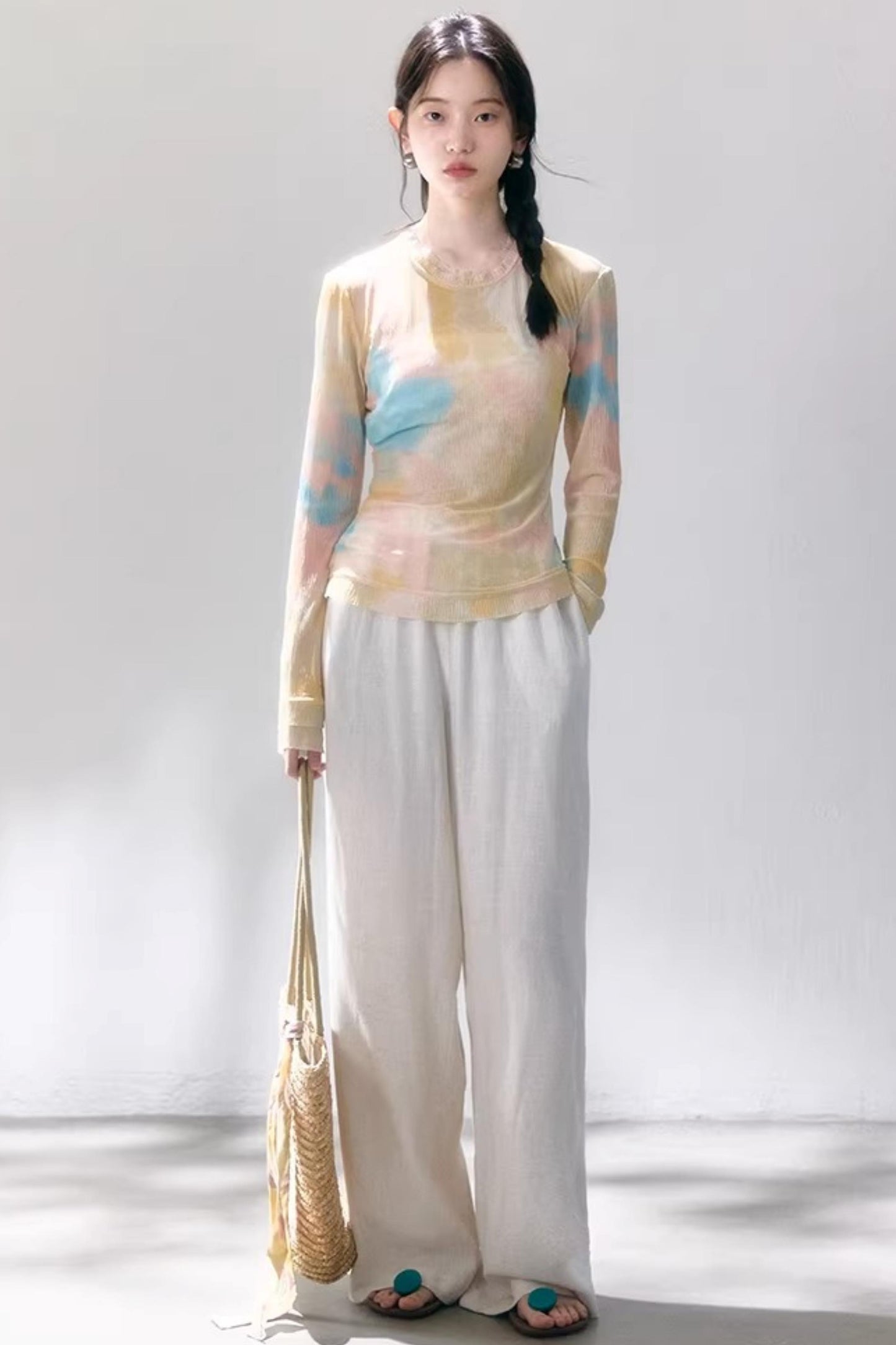 Linen Blend Wide-Leg Pants