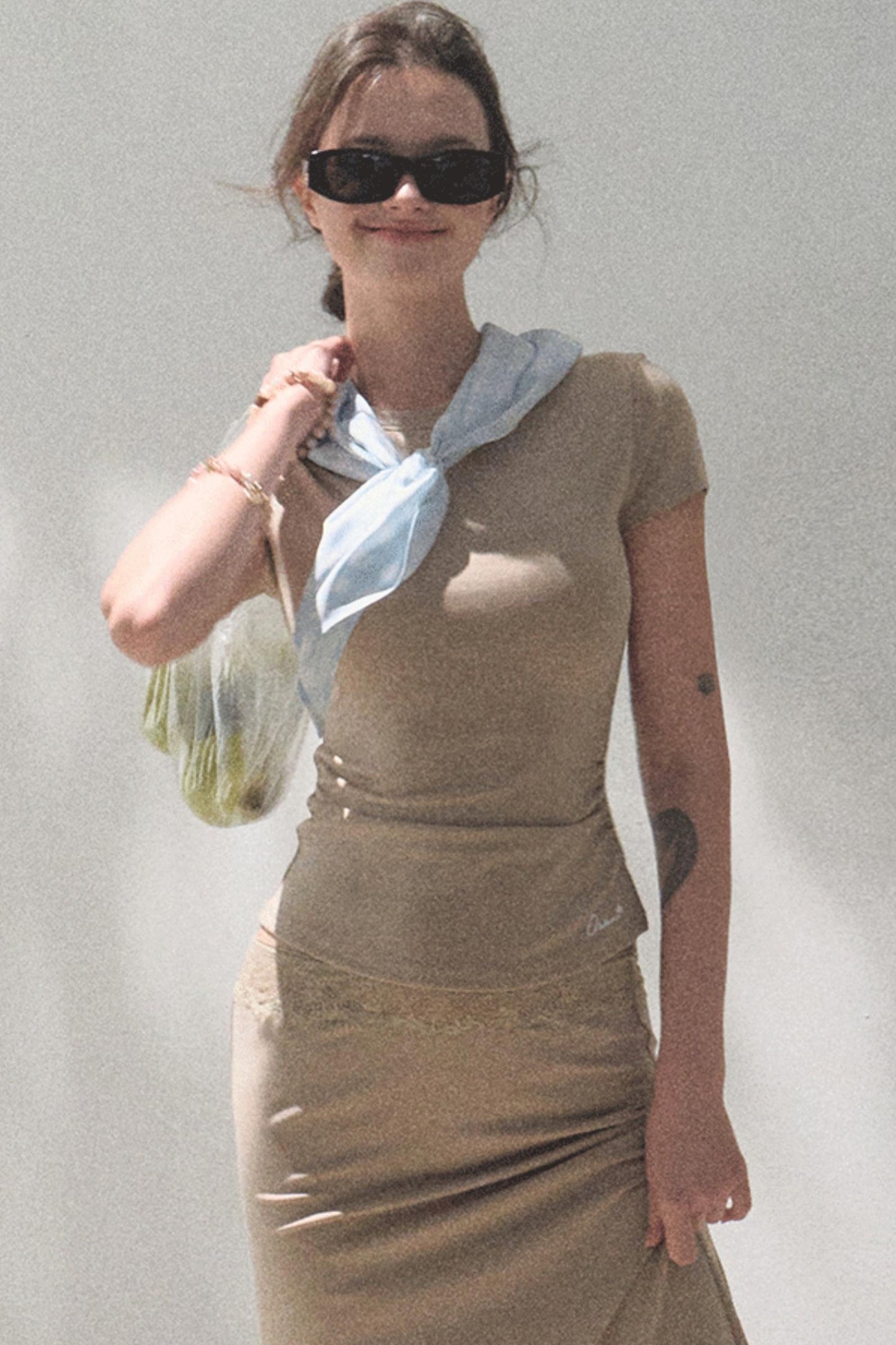 Lace-Trimmed High Waist Skirt