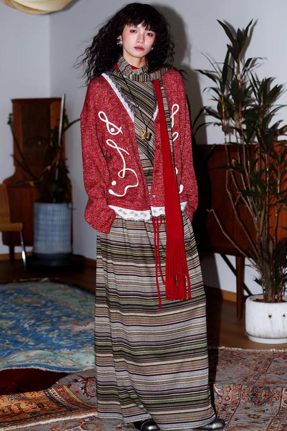 Retro Lace Knitted Cardigan