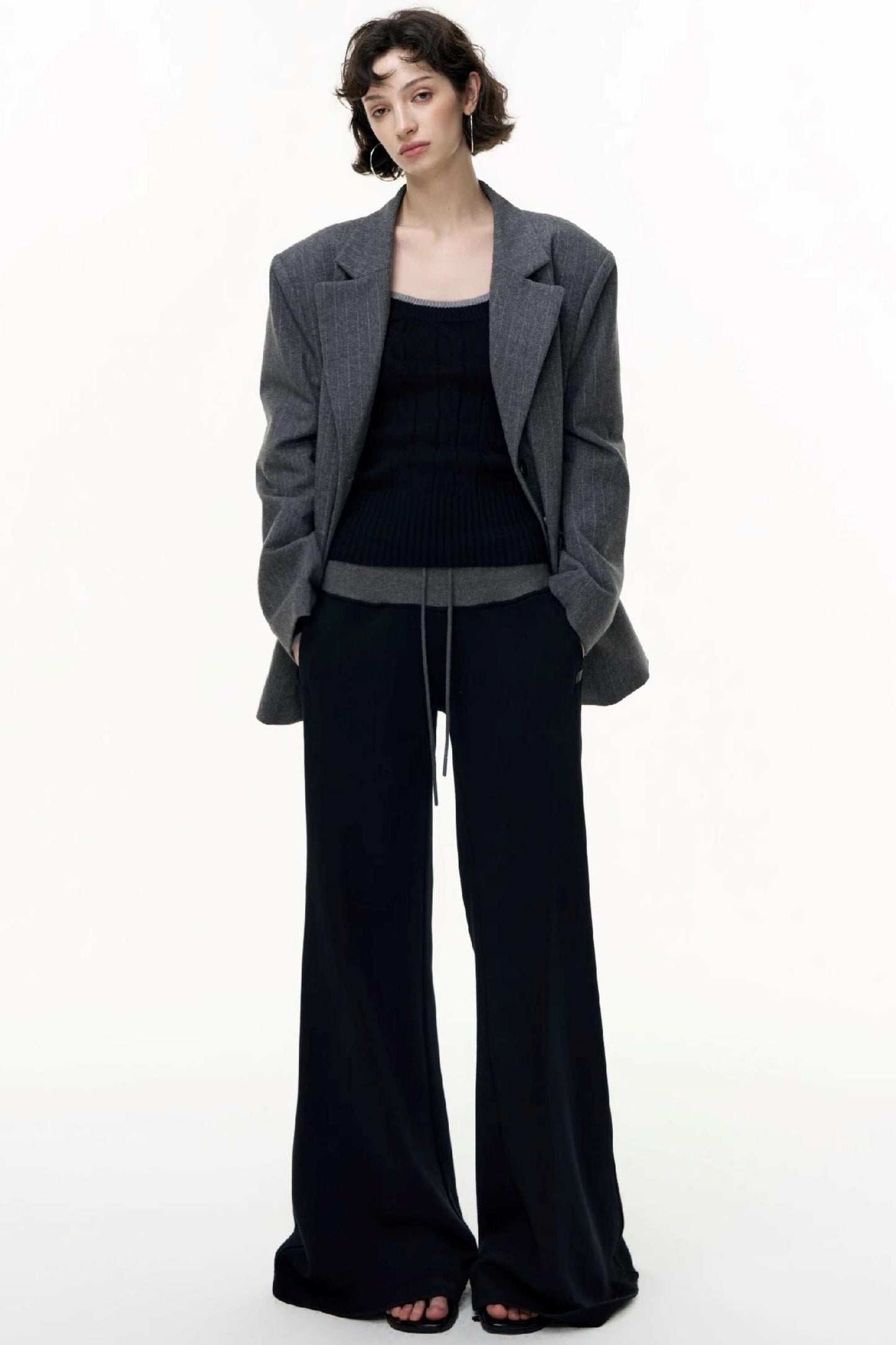 Flared Cotton Wide-Waisted Sweatpants