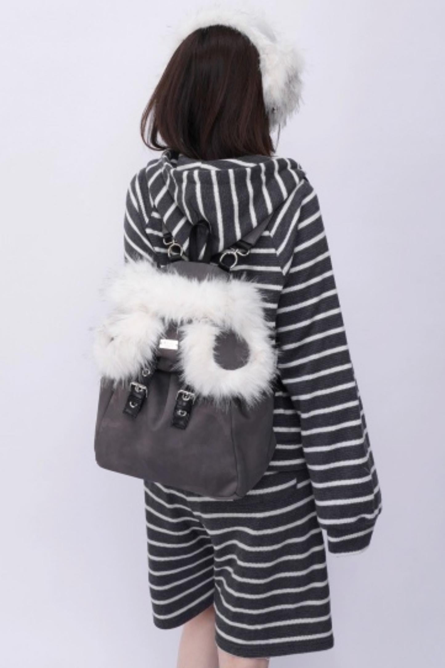 Furry Bear Crossbody Backpack