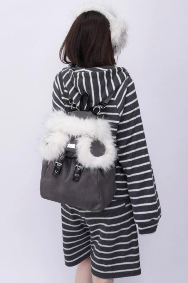 Furry Bear Crossbody Backpack