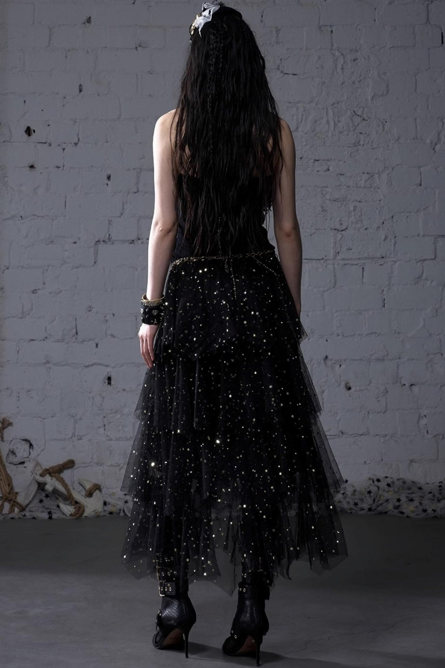 Fairycore Star Tiered Mesh Skirt