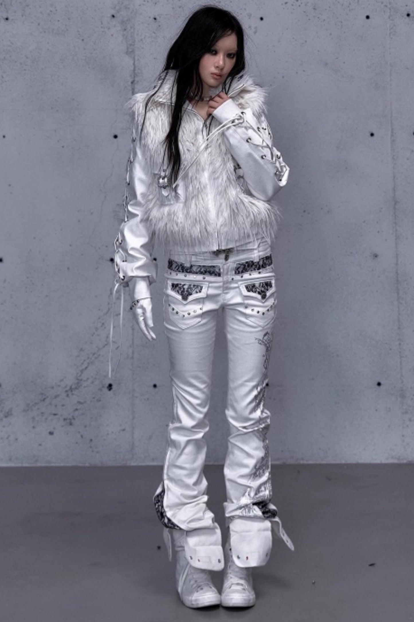 Retro Gold Foil Denim Pants