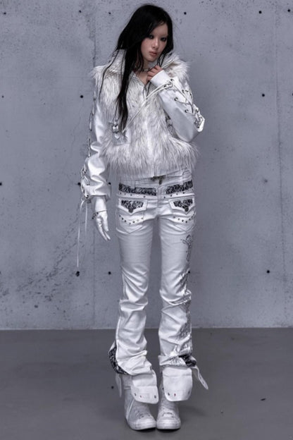 Retro Gold Foil Denim Pants