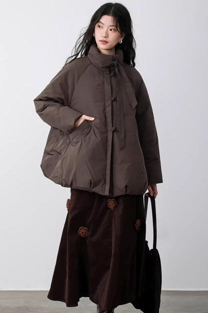 Three-Dimensional Floral Corduroy Skirt